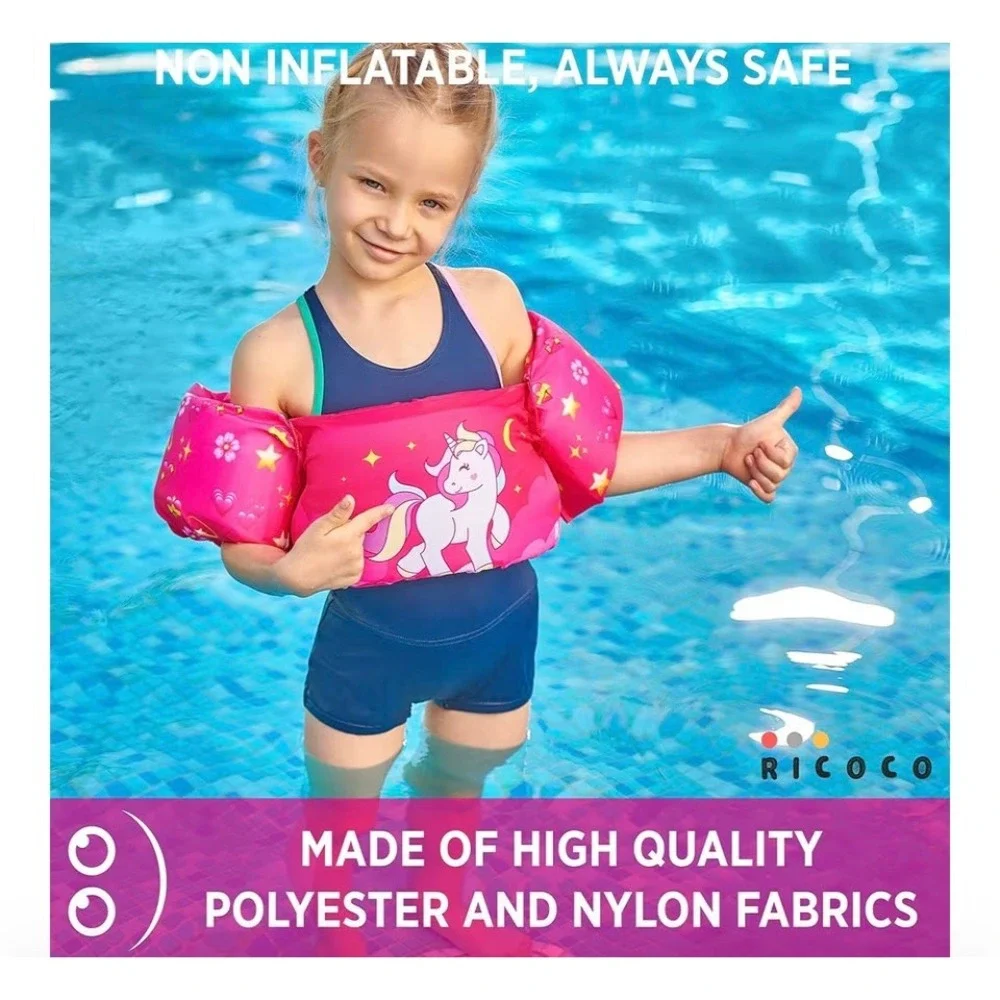 Ricolo Kids Unicorn Swim Vest Floatation Device Pink Toddler Child Wt 20- 50 lbs